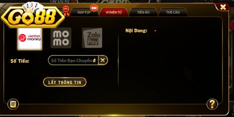 Nạp Tiền Go88 - Quy Trình Cấp Vốn Tham Gia Cá Cược 1 Đa dạng lại hình thanh toán trên hệ thống